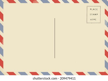 Airmail Backside Blank Postcard.