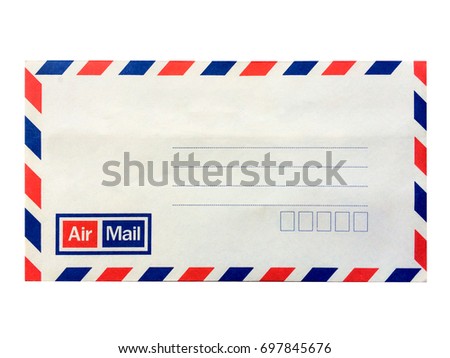Airmail envelope isolated on white background.Vintage airmail envelope.
