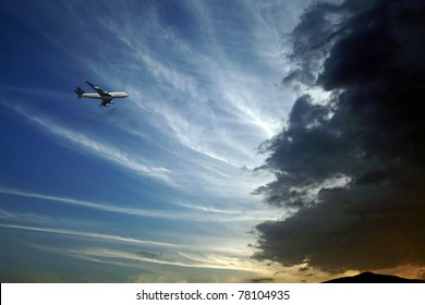 An Airplane Attempting To Fly Into A Large Volcanic Ash Cloud Plume.