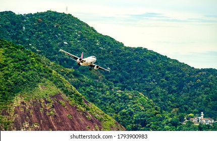 Airplane Before Landing At Rio De Janeiro-Santos Dumont Airport In Brazil