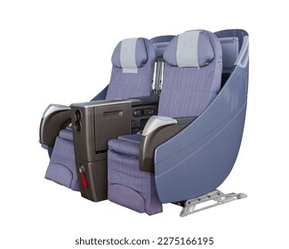Airplane business class seat on white background