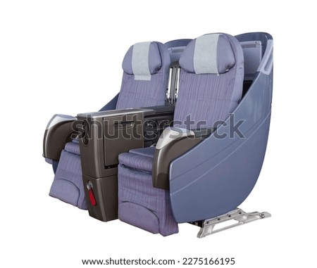 Airplane business class seat on white background