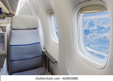 Airplane Cabin Business Class Interior View 