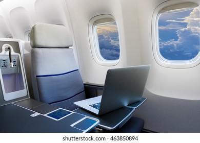 Airplane Cabin Business Class Interior View 