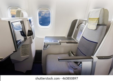 Airplane Cabin Business Class Interior View 