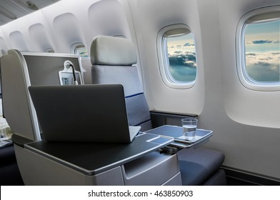 Airplane Cabin Business Class Interior View 