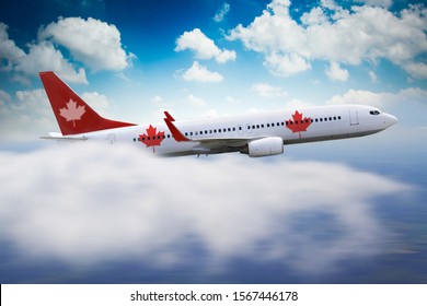 Airplane From Canada In Sky 