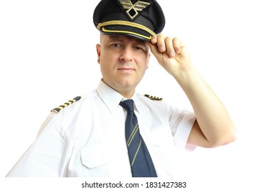 Professional Female Pilot Checking Time On Stock Photo 1332709037 ...