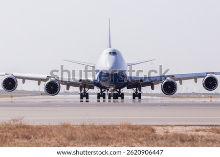 Airplane cargo transportation taking off from runway airport