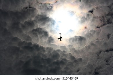Airplane in clouds