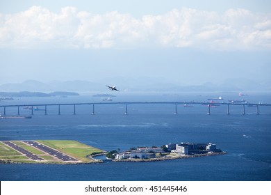 Airplane Departure From The Rio De Janeiro Airport
