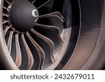 Airplane engine blades close up 