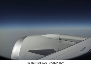 airplane engine through its window