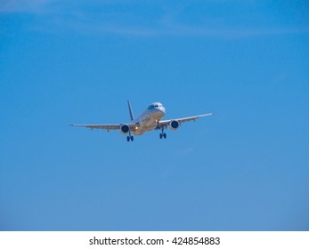 Airplane Flying, Plane Taking Off In Sunny Day