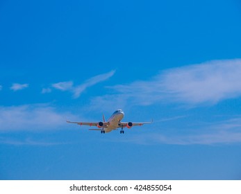 Airplane Flying, Plane Taking Off In Sunny Day