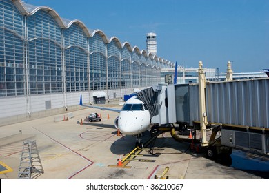 Airplane At The Gate In Ronald Reagan Washington National Airport