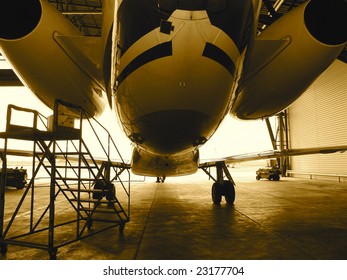 Airplane In Hanger, (bottom).