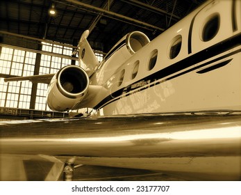 Airplane In Hanger, (wing+engine).