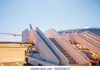 Airplane Ladders On Wheels On Runway Stock Photo (Edit Now) 2002954673