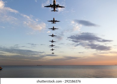 airplane landing approach time lapse - Powered by Shutterstock