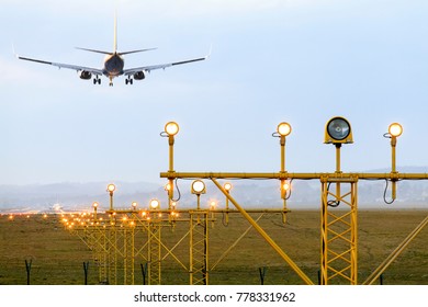 Airplane Is Landing Using Airport's Navigation System