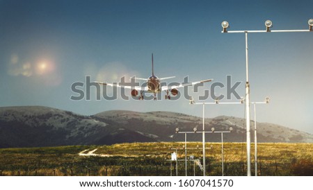 Similar – Flugzeug im Sonnenuntergang