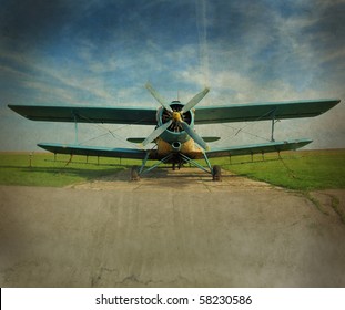 Airplane. old screw Aircraft. Retro plane