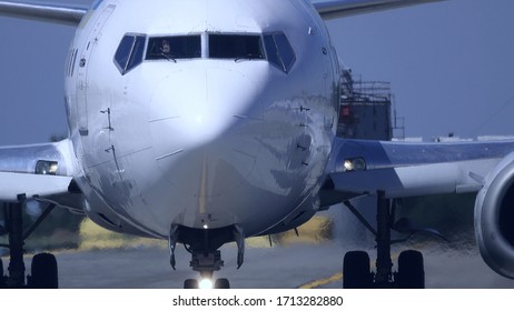 Airplane On Taxiway Front View Pilot Stock Photo 1713282880 