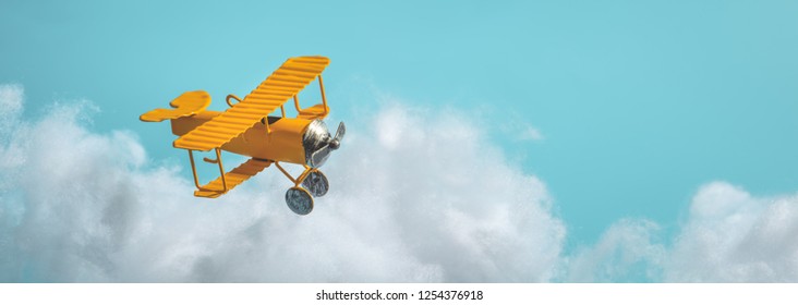 Airplane over clouds,minimal concept