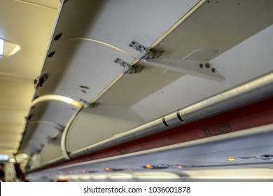 Airplane Overhead Compartment . Place To Store In Flight Luggage. 