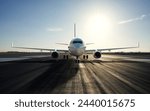 airplane parked on the airport runway, 3d rendering