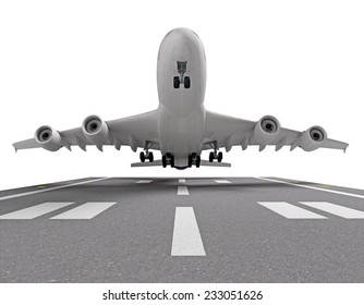 Airplane Passenger Takeoff. Bottom View