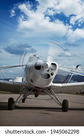 Airplane Piper Cub Prepare To Take Off