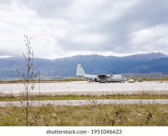airplane plane c-130 military airforce  in ioannina airport greece