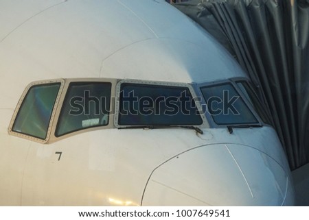 Airplane prepared for a flight. 