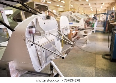 Airplane Production, Steel And Rivets. Aircraft Body Part, Workshop.