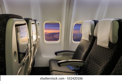 Airplane Seat And Window Inside An Airplane