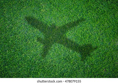 Airplane Shadow On Green Field