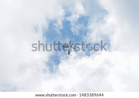 Similar – Foto Bild Modellflugzeug fliegt am Himmel