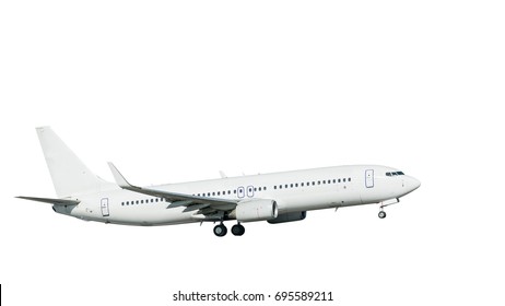 Airplane Take Off  Isolated On White Background With Clipping Path