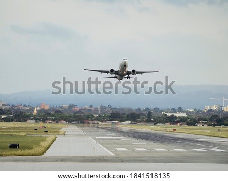 Airplane taking off from Adelaide Airport, Adelaide, South Australia