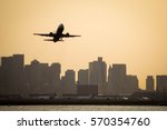 Airplane taking off from Boston Logan International Airport