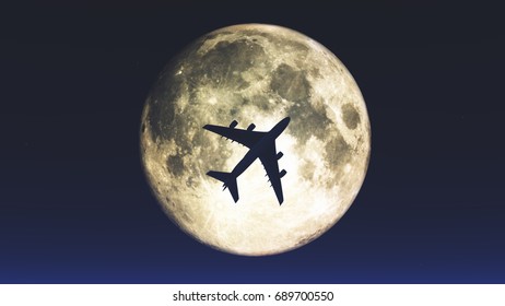 Airplane that crossing the moon.