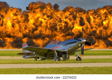 Airplane with wall of fire