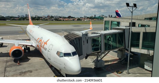 Airplanes Of Brazilian Companies In Operation At Congonhas Airport In The City Of São Paulo.