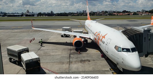 Airplanes Of Brazilian Companies In Operation At Congonhas Airport In The City Of São Paulo.