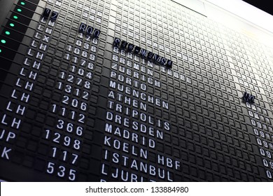 Airport Arrival Board. Information Changing.