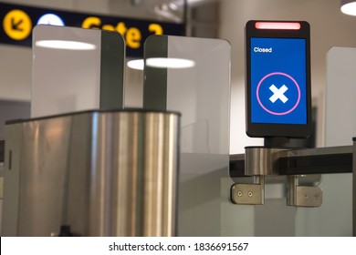 Airport Boarding Check In Gate, Closed.