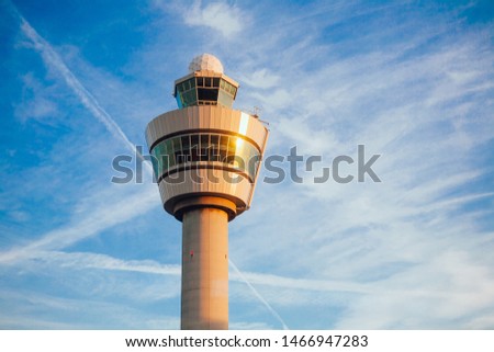 Airport control tower at Schiphol airport 