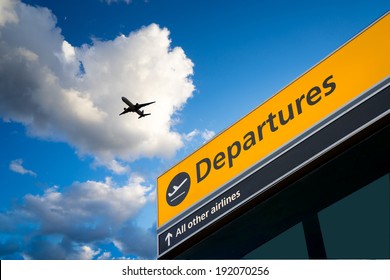 Airport Departure And Arrival Sign At Heathrow, London